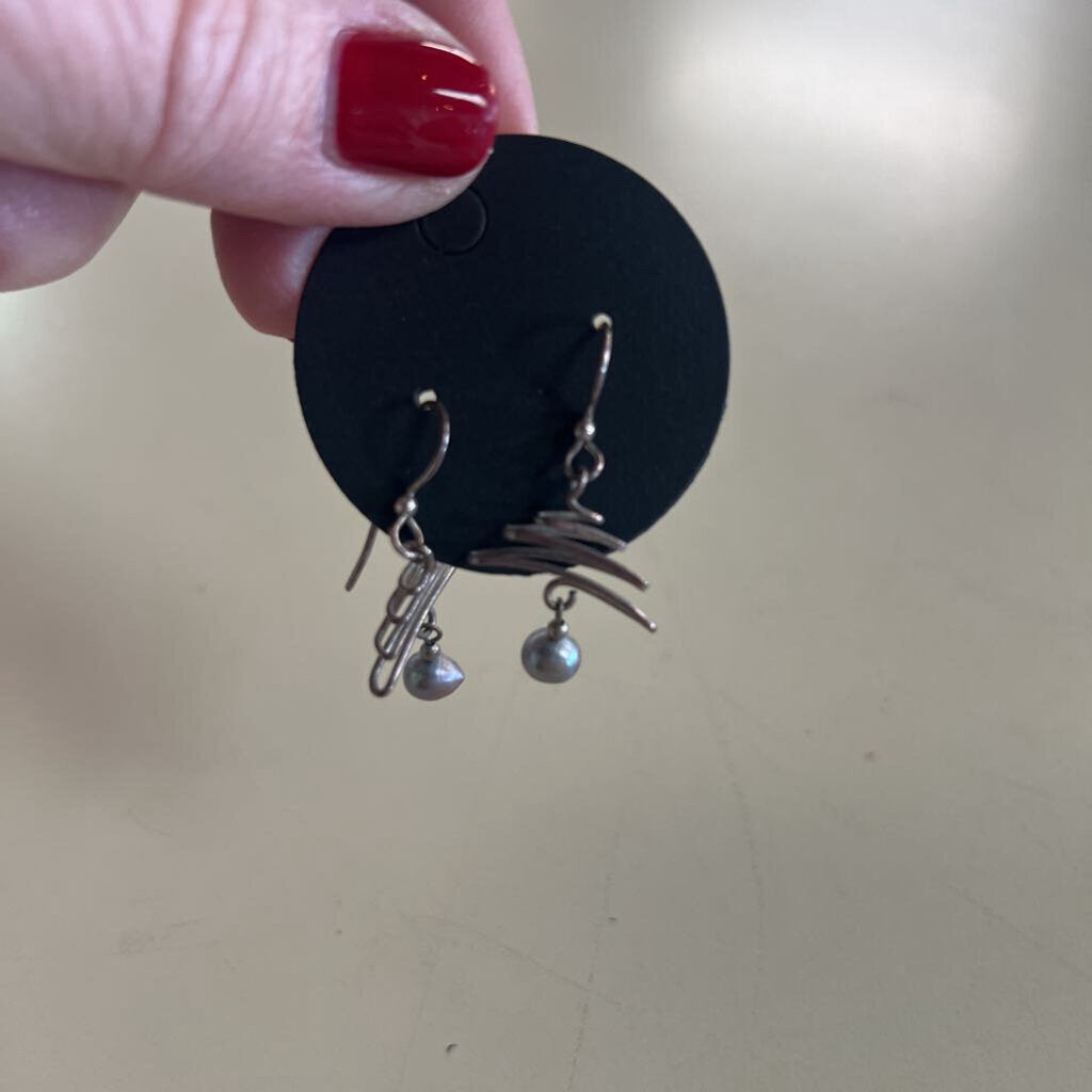 Handcrafted Squiggle Pearl Drop Earrings