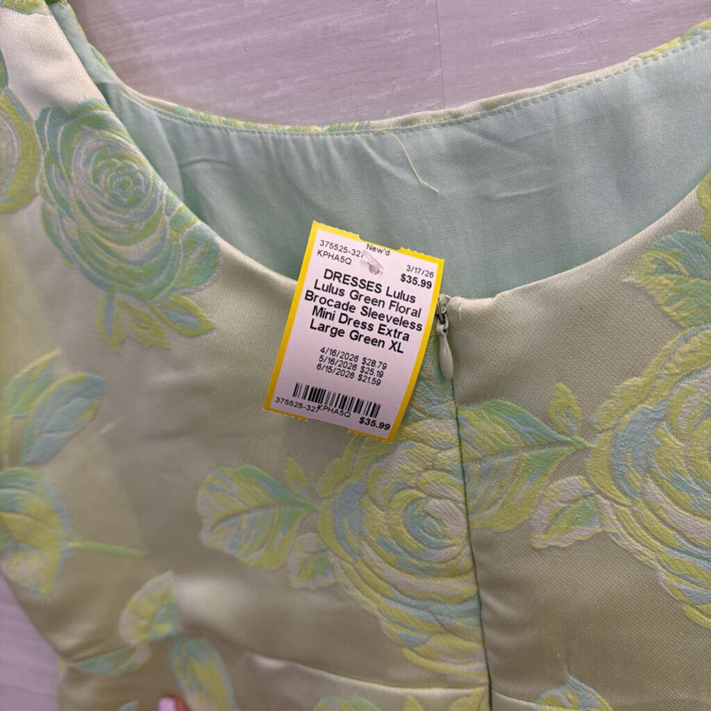 Lulus Green Floral Brocade Sleeveless Mini Dress Extra Large