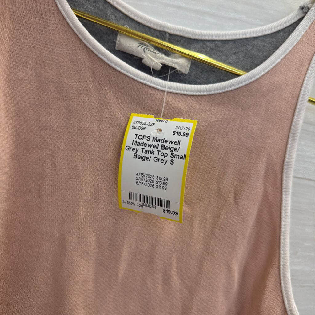 Madewell Beige/ Grey Tank Top Small