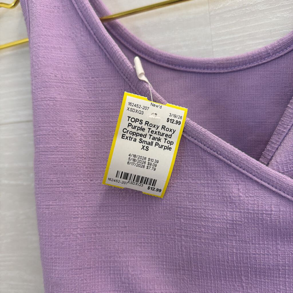 Roxy Purple Textured Cropped Tank Top Extra Small