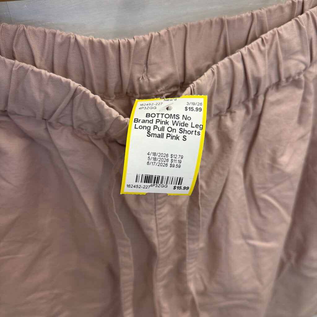 Pink Wide Leg Long Pull On Shorts Small