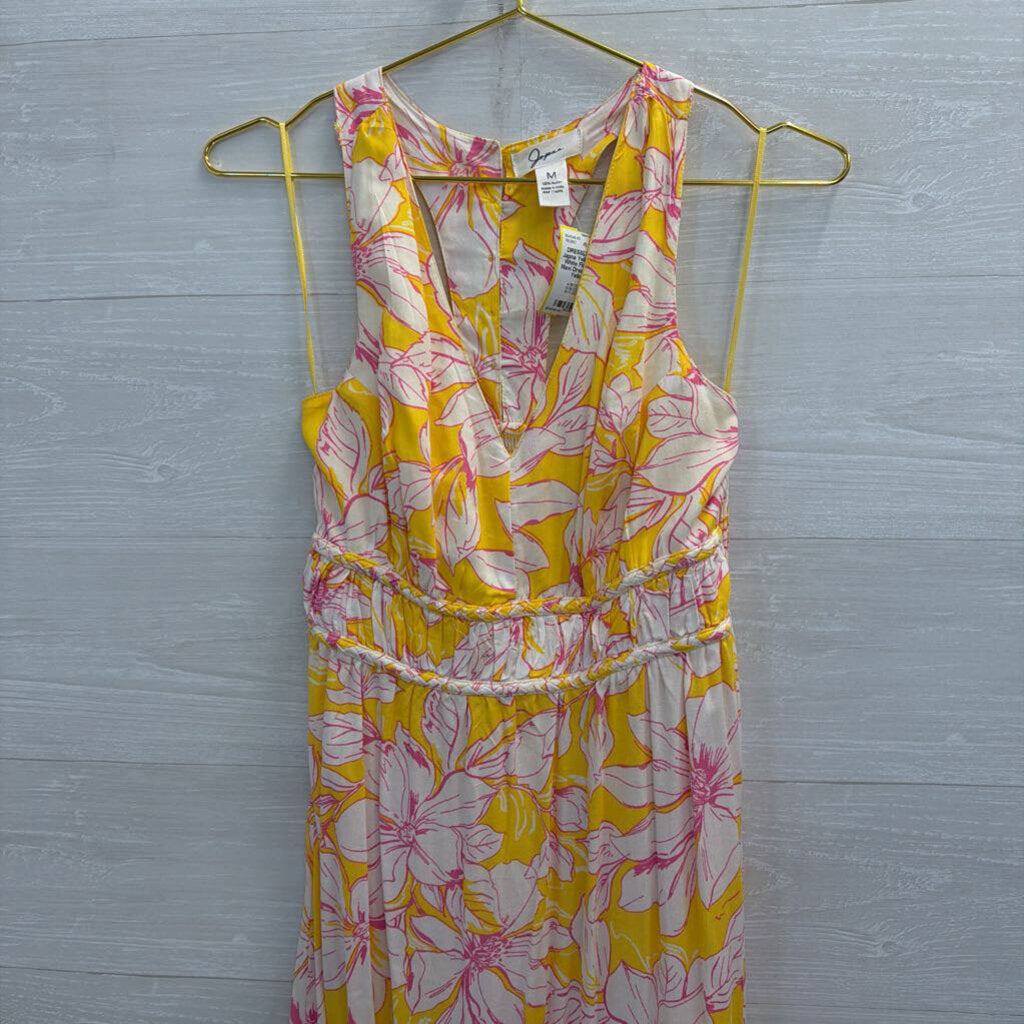 Japna Yellow/ Pink/ White Floral Print Maxi Dress Medium