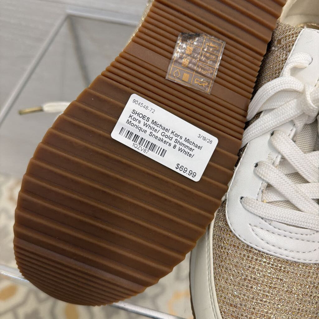 Michael Kors White/ Gold Shimmer Monique Sneakers 8