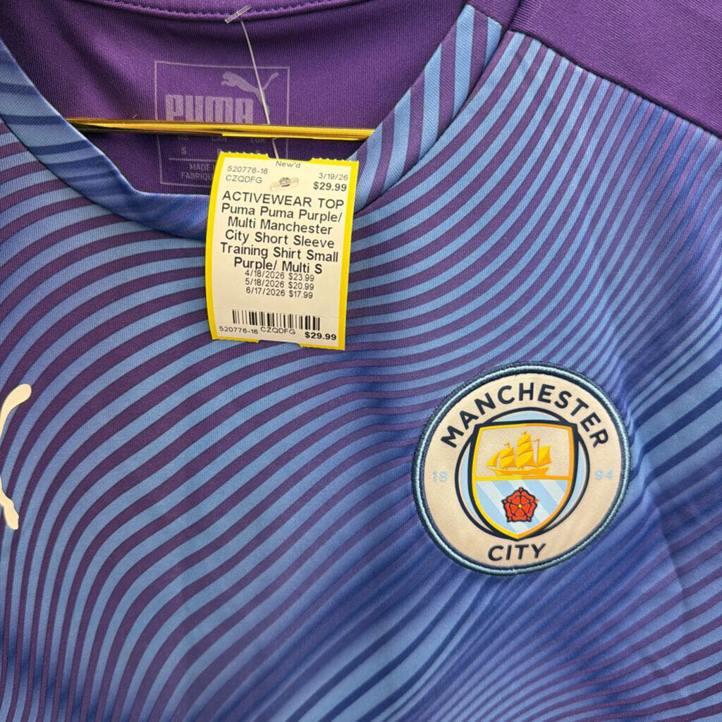 Puma Purple/ Multi Manchester City Short Sleeve Training Shirt Small