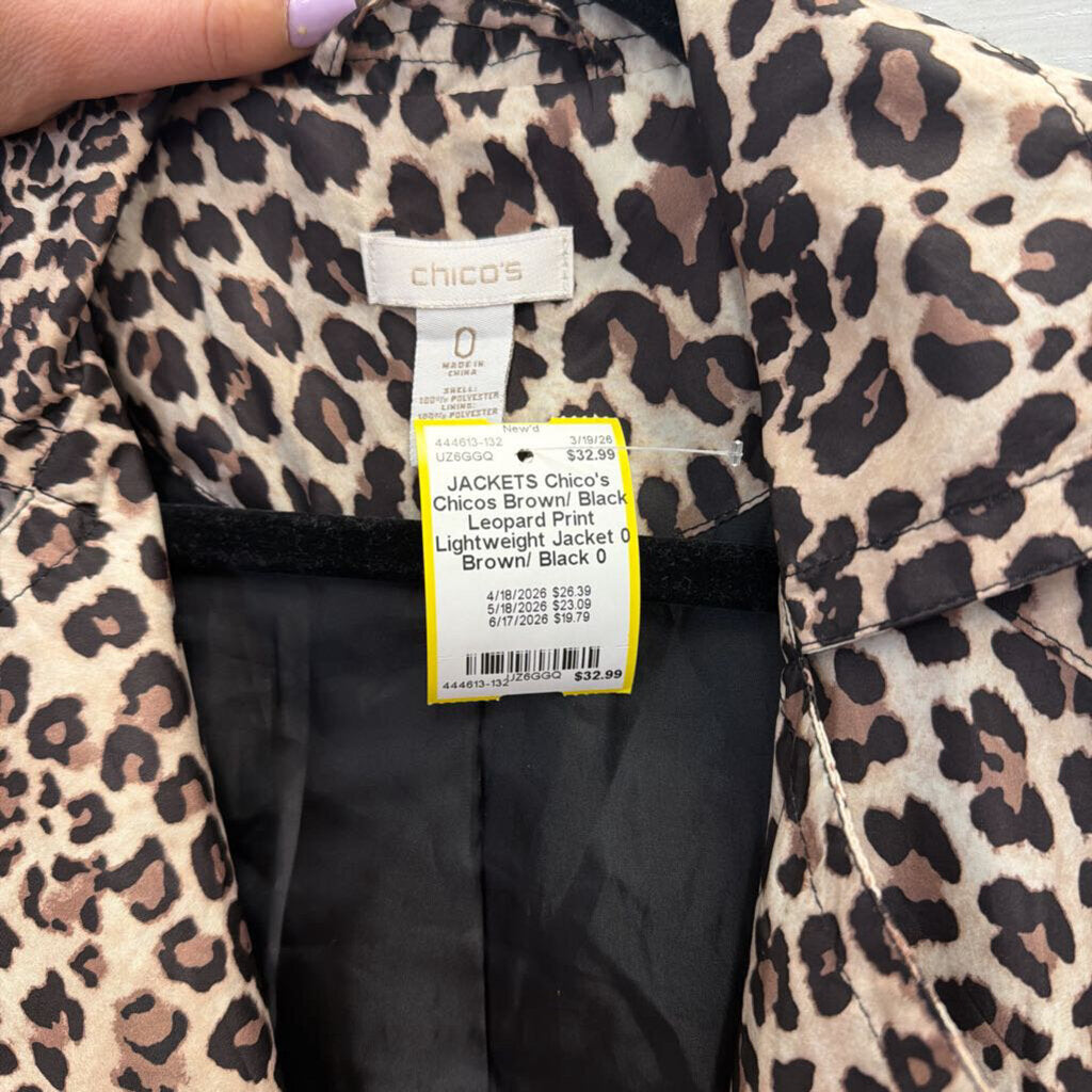 Chicos Brown/ Black Leopard Print Lightweight Jacket 0