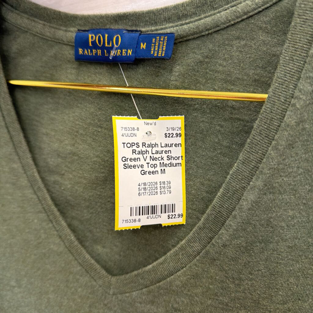 Ralph Lauren Green V Neck Short Sleeve Top Medium