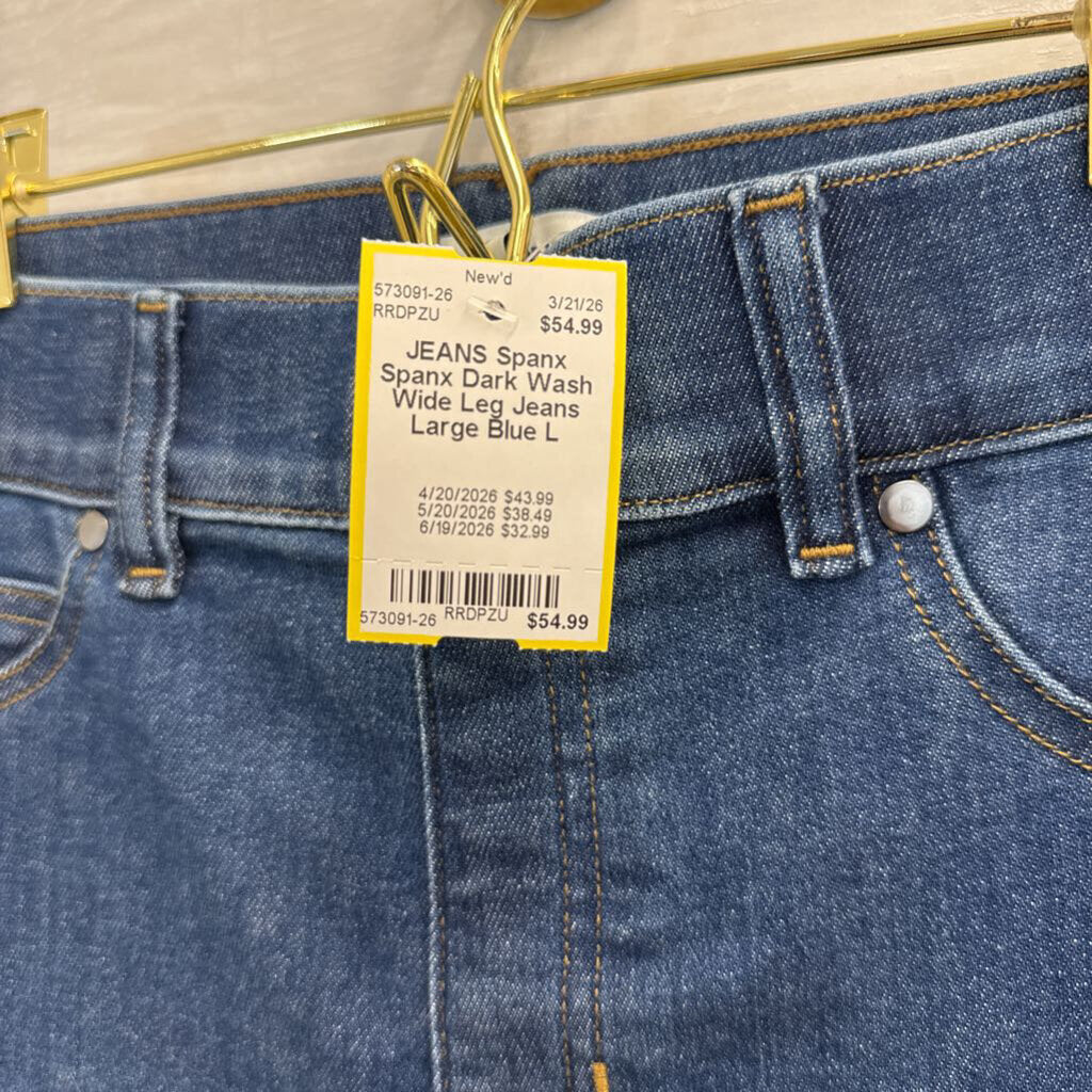 Spanx Dark Wash Wide Leg Jeans Large