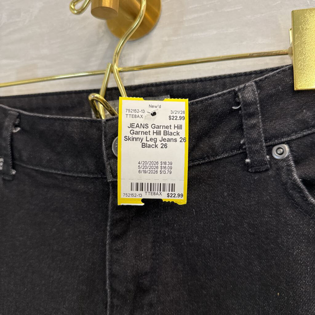 Garnet Hill Black Skinny Leg Jeans 26