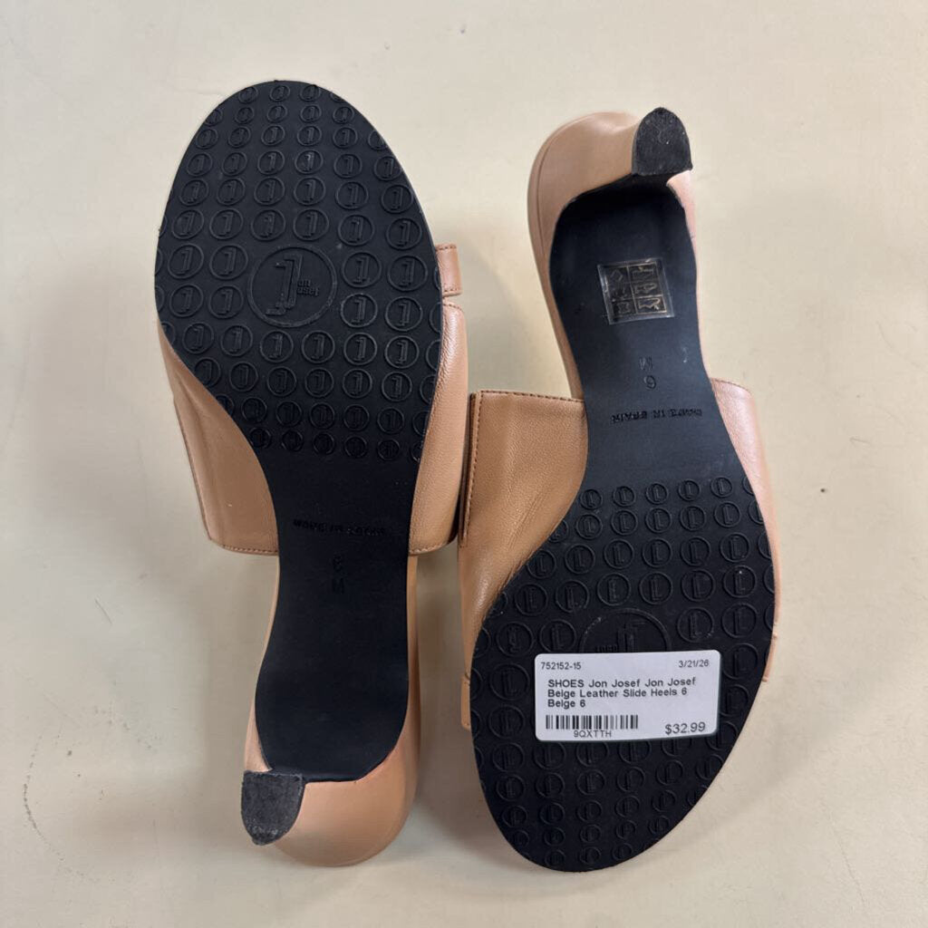 Jon Josef Beige Leather Slide Heels 6