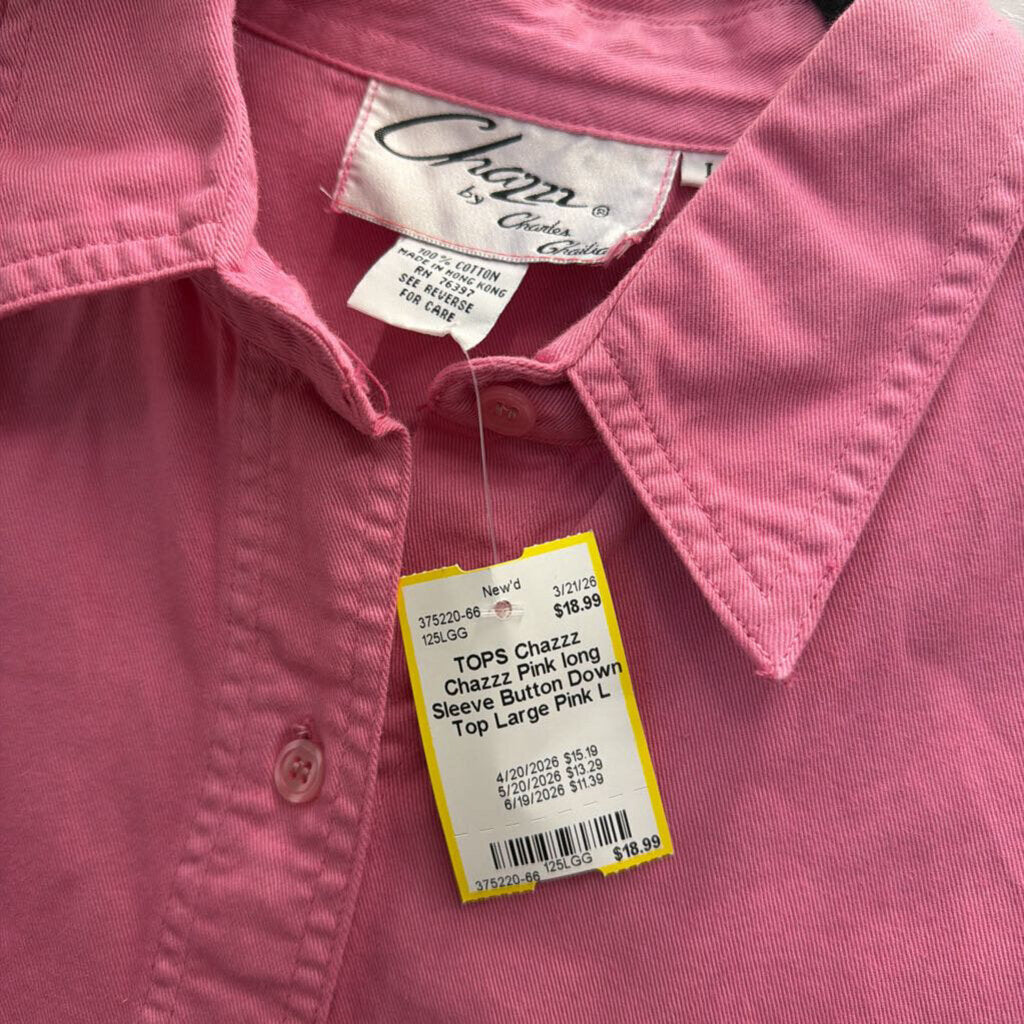 Chazzz Pink long Sleeve Button Down Top Large