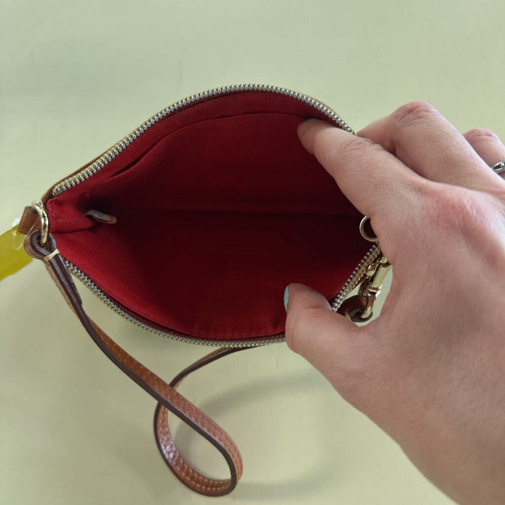 Dooney and Bourke Blue/ Brown Signature Monogram Canvas Wristlet