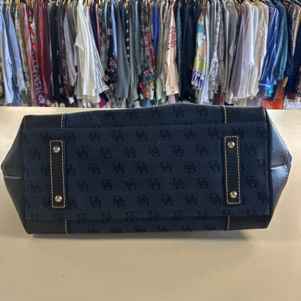 Dooney and Bourke Navy/ Black Monogram Canvas Shoulder Purse