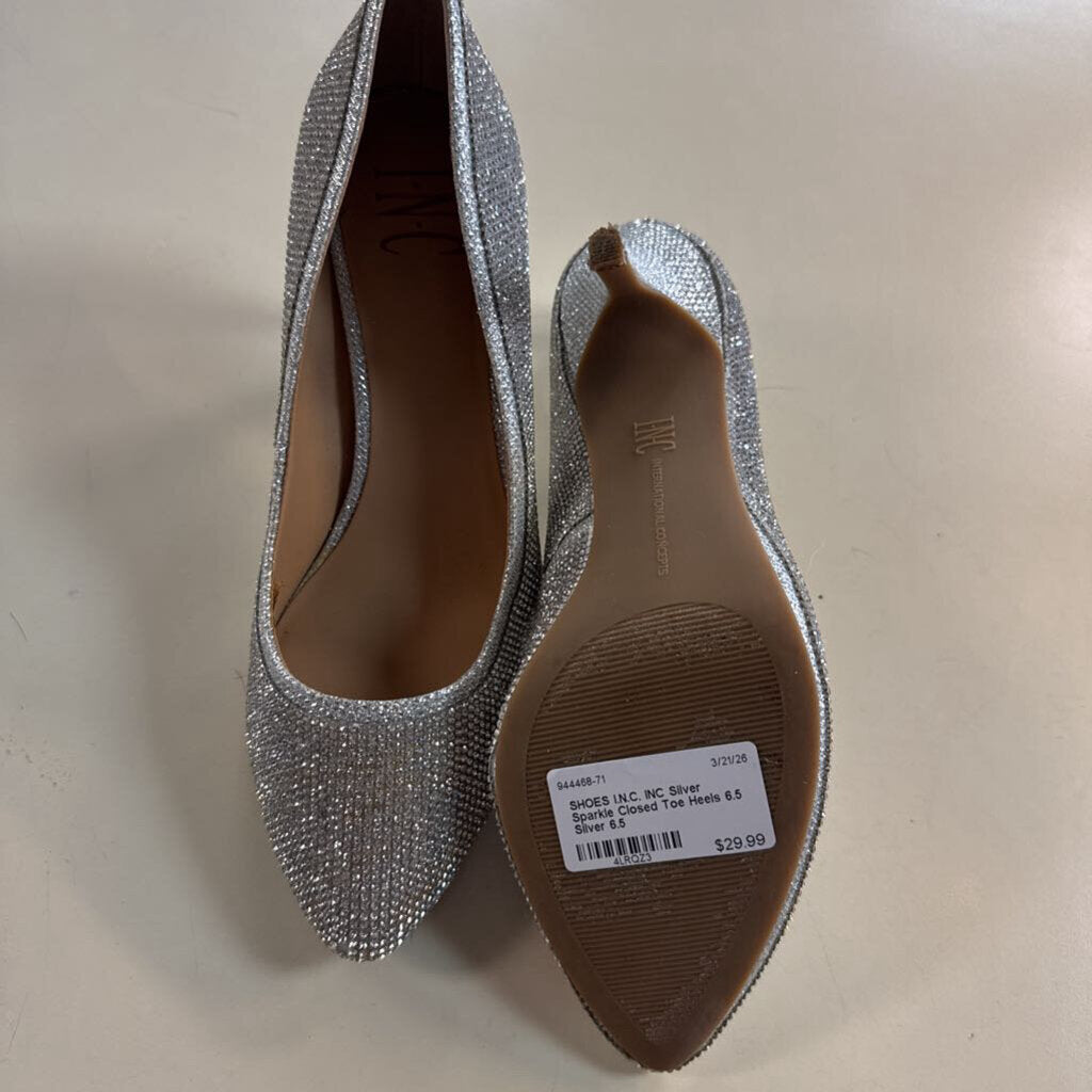 INC Silver Sparkle Closed Toe Heels 6.5