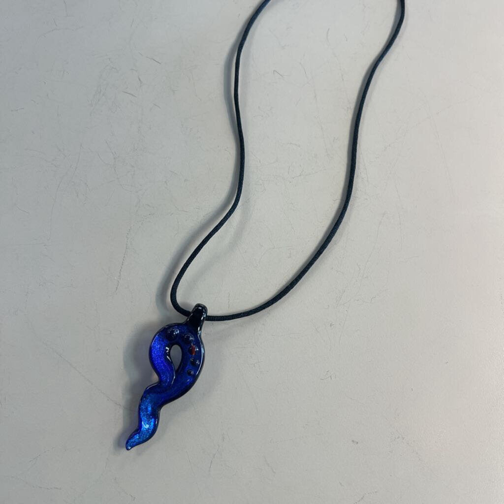 Blue Glass Corded Necklace