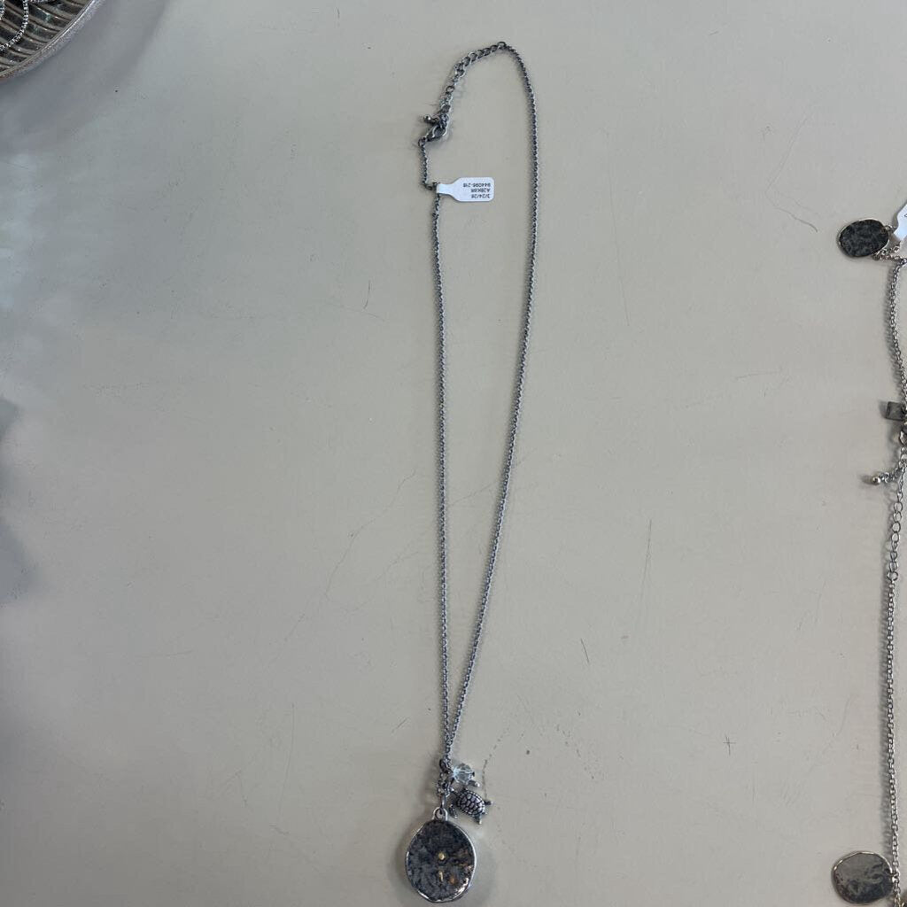 Silver Toned Turtle Pendant Necklace