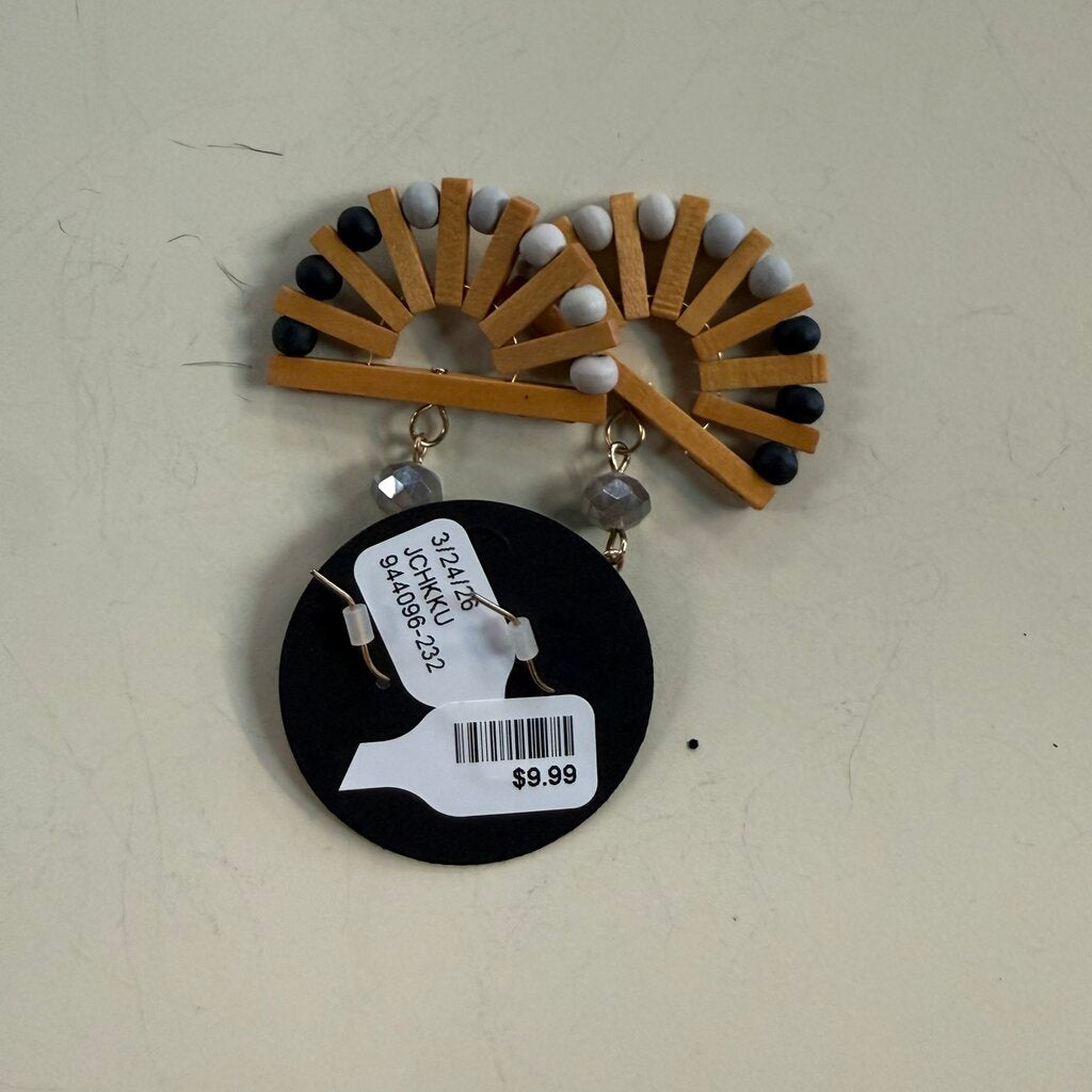 Wood Arch Dangle Earrings