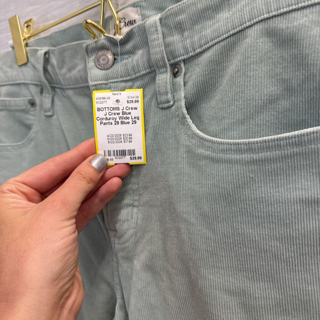 J Crew Blue Corduroy Wide Leg Pants 29