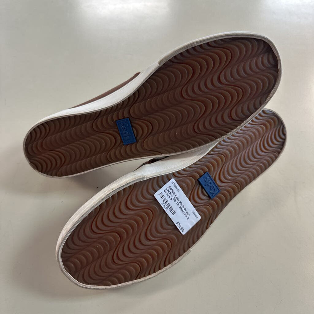 Keds Brown Leather Slip On Sneakers 9