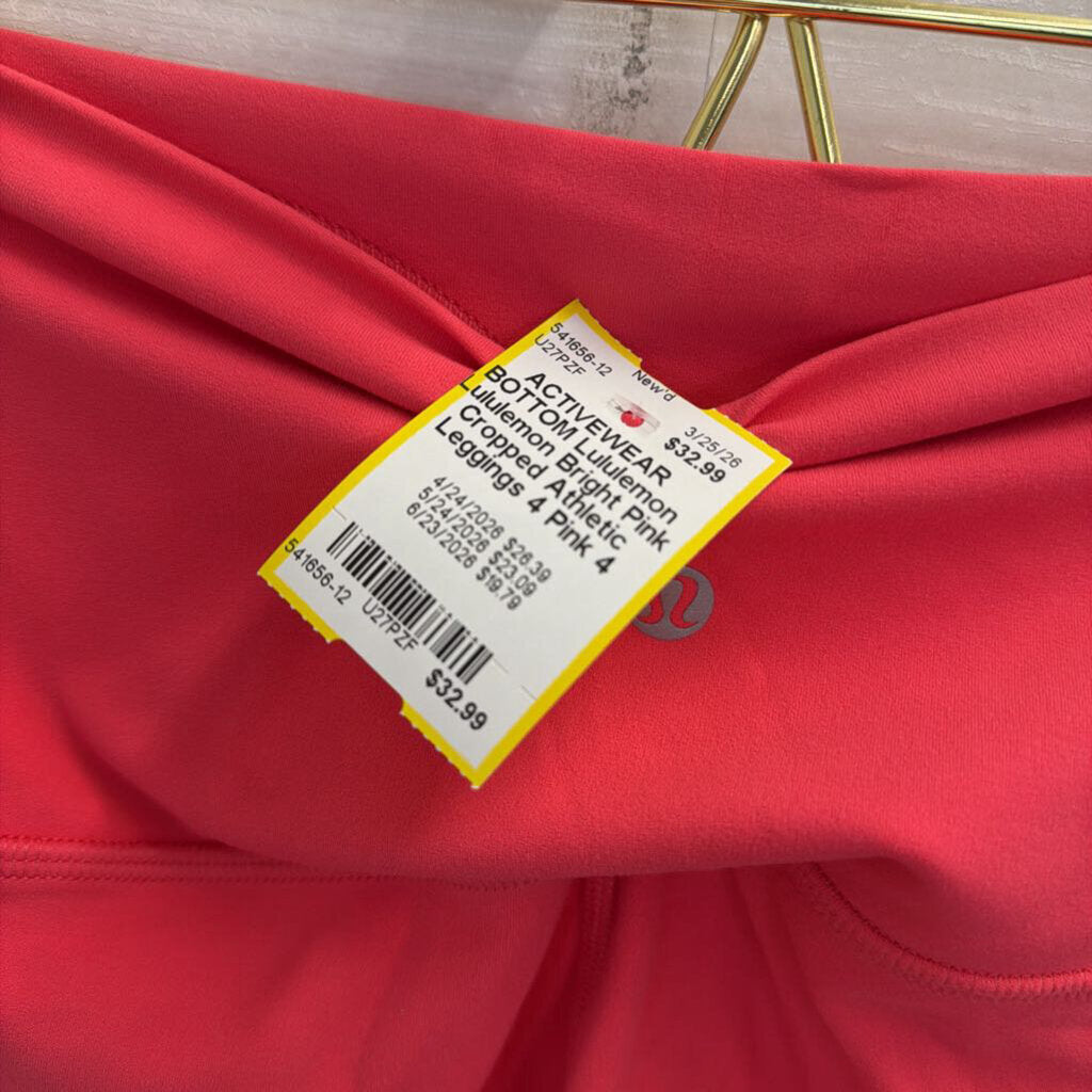 Lululemon Bright Pink Cropped Athletic Leggings 4