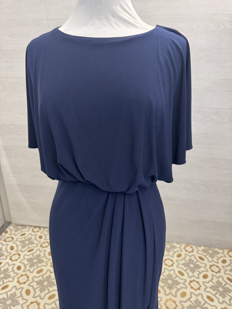 BHLDN Navy Jersey Short Sleeve Long Formal Dress 8