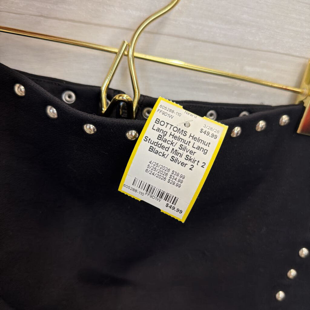 Helmut Lang Black/ Silver Studded Mini Skirt 2