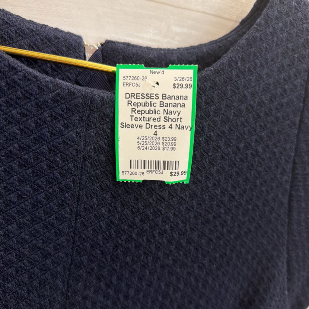 Banana Republic Navy Textured Short Sleeve Dress 4