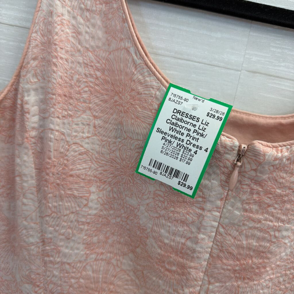Liz Claiborne Pink/ White Print Sleeveless Dress 4