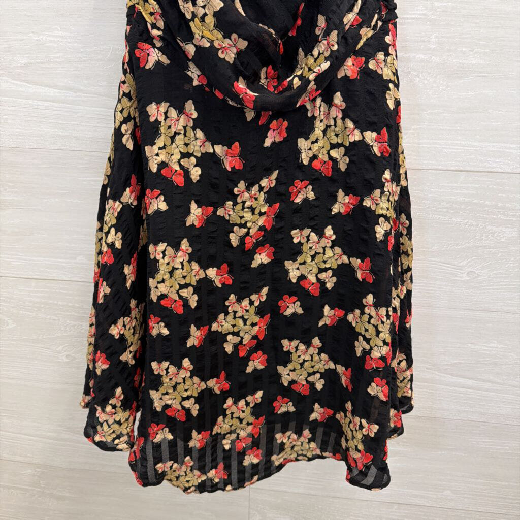 Betsey Johnson Black/ Multi Butterfly Print Halter Mini Dress 4