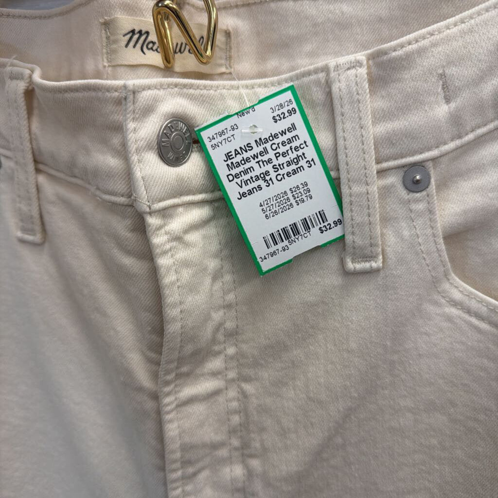 Madewell Cream Denim The Perfect Vintage Straight Jeans 31