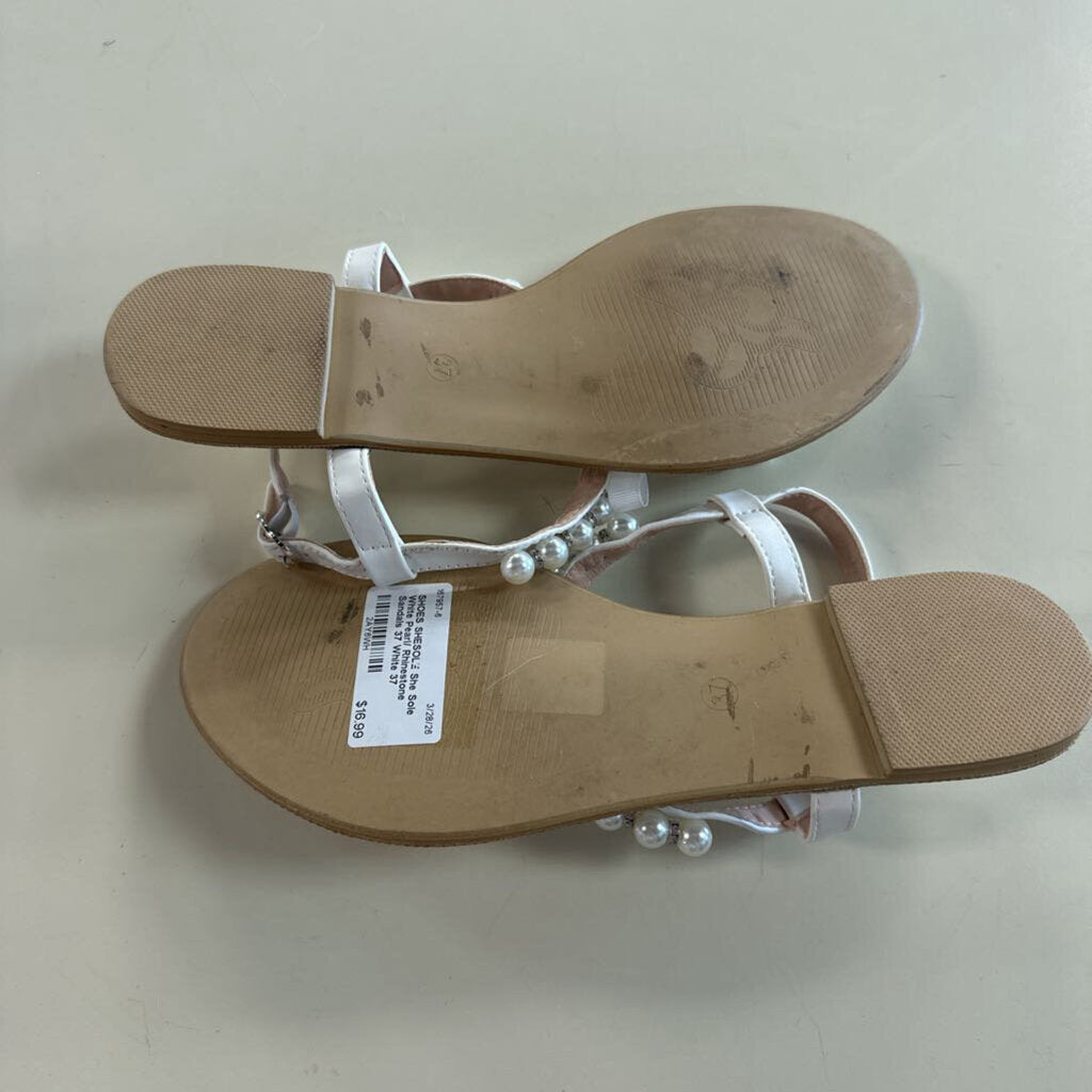 She Sole White Pearl/ Rhinestone Sandals 37