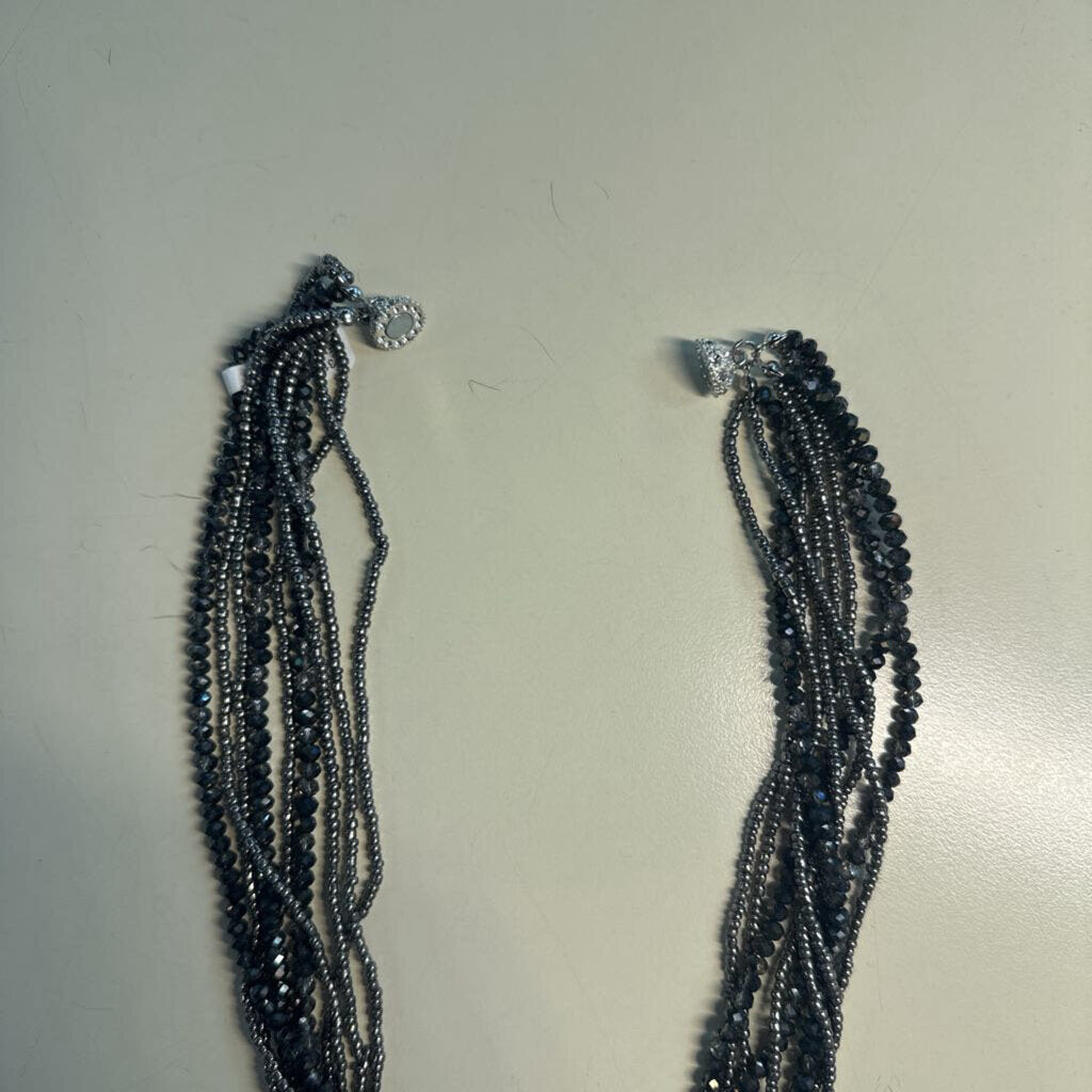 Black Layered Beaded Necklace