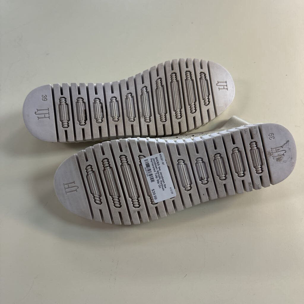 Ilse Jacobsen Metallic Platinum Perforated Tulip Slip On Sneakers 39