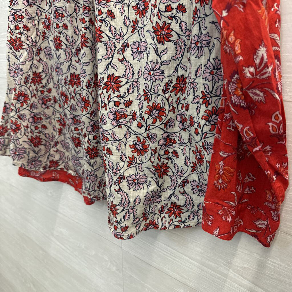 J Jill Red/ White Print Long Sleeve Button Down Top 2X