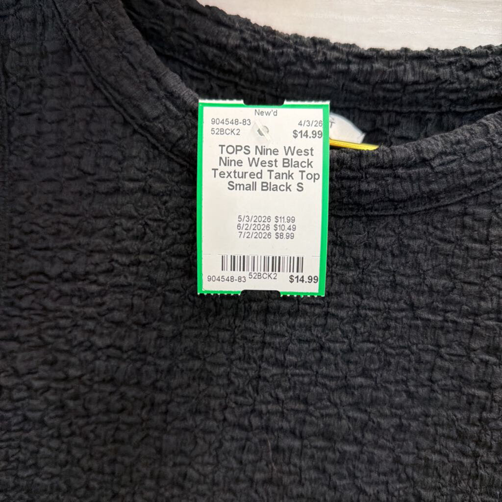 Nine West Black Textured Tank Top Small