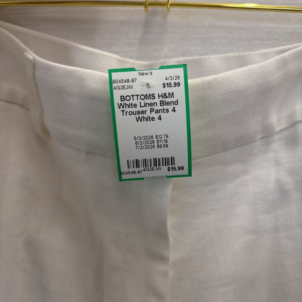 White Linen Blend Trouser Pants 4