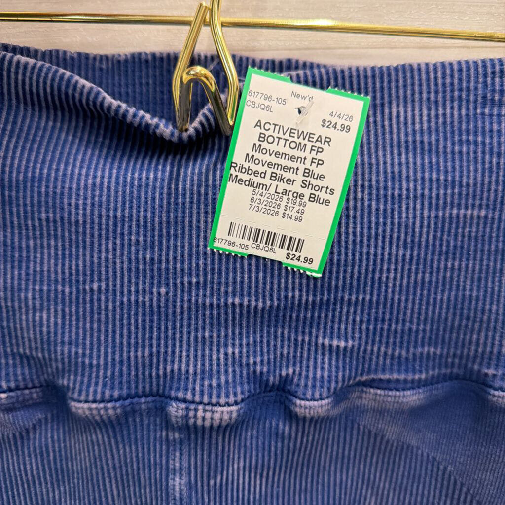 FP Movement Blue Ribbed Biker Shorts Medium/ Large