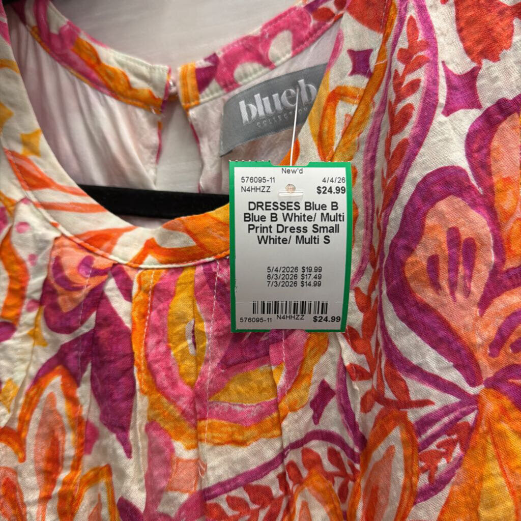 Blue B White/ Multi Print Dress Small