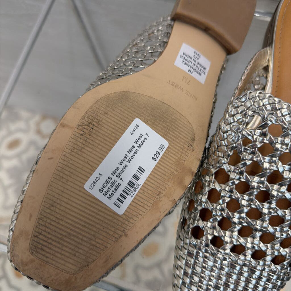 Nine West Metallic Shanie Woven Mules 7