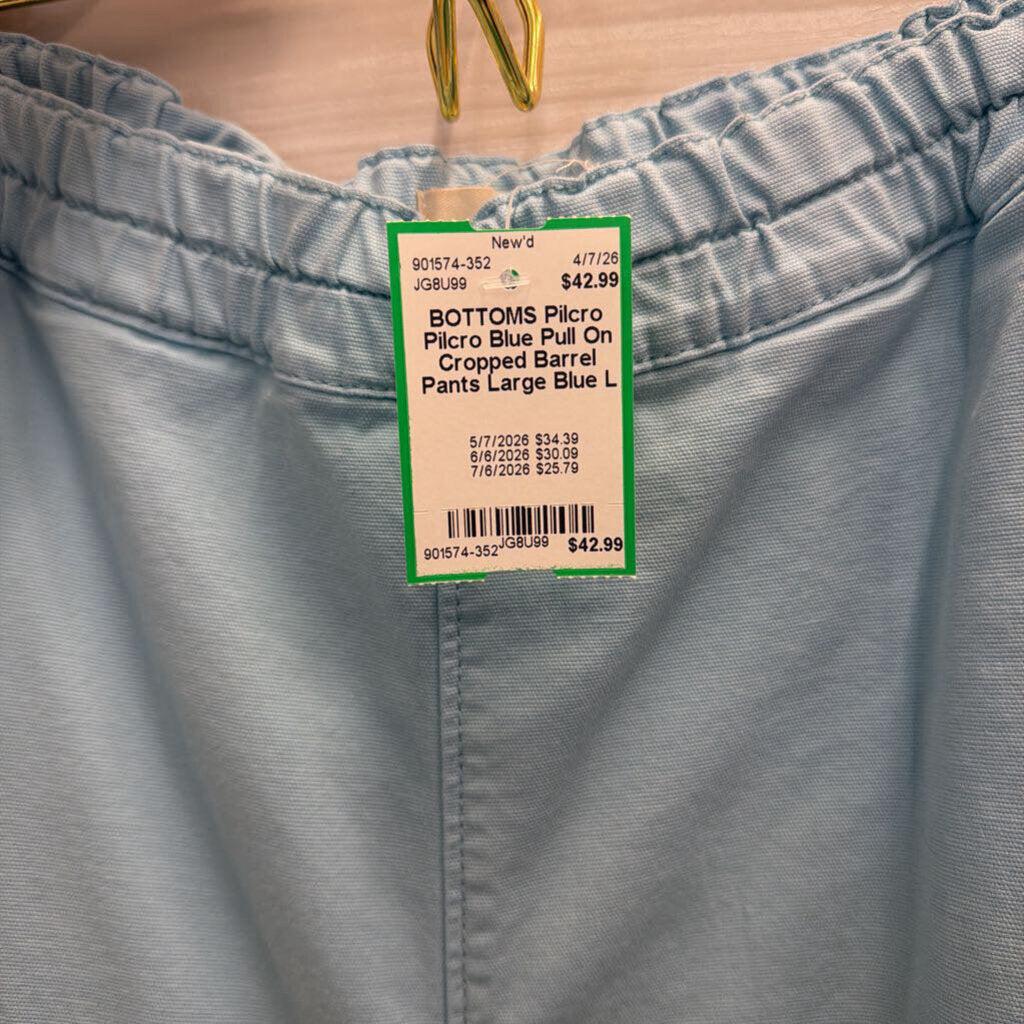 Pilcro Blue Pull On Cropped Barrel Pants Large