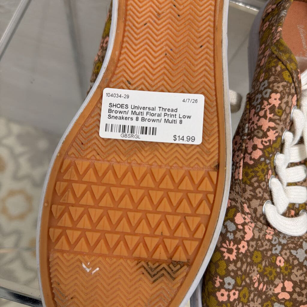 Brown/ Multi Floral Print Low Sneakers 8