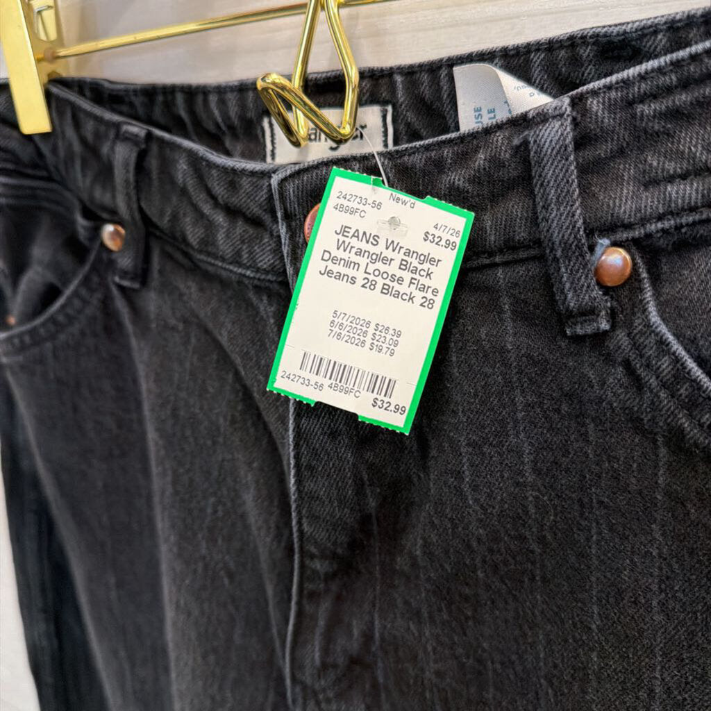 Wrangler Black Denim Loose Flare Jeans 28