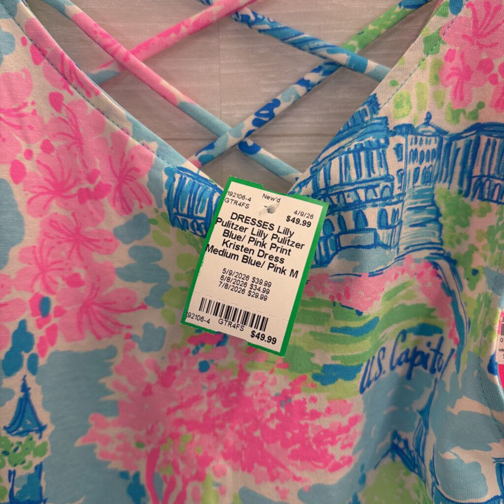 Lilly Pulitzer Blue/ Pink Print Kristen Dress Medium