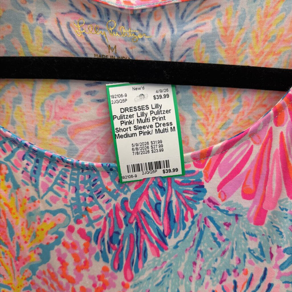 Lilly Pulitzer Pink/ Multi Print Short Sleeve Dress Medium
