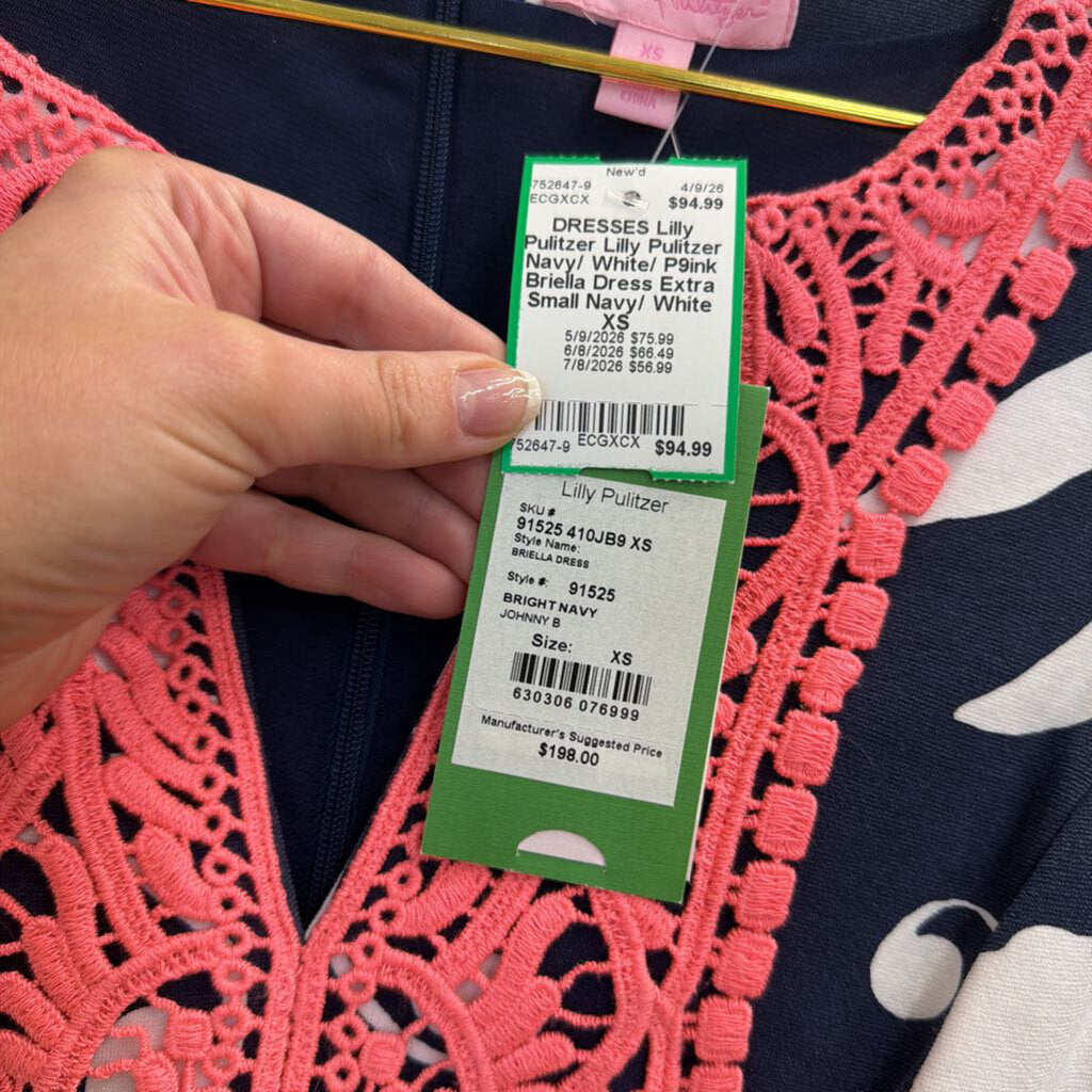 Lilly Pulitzer Navy/ White/ P9ink Briella Dress Extra Small