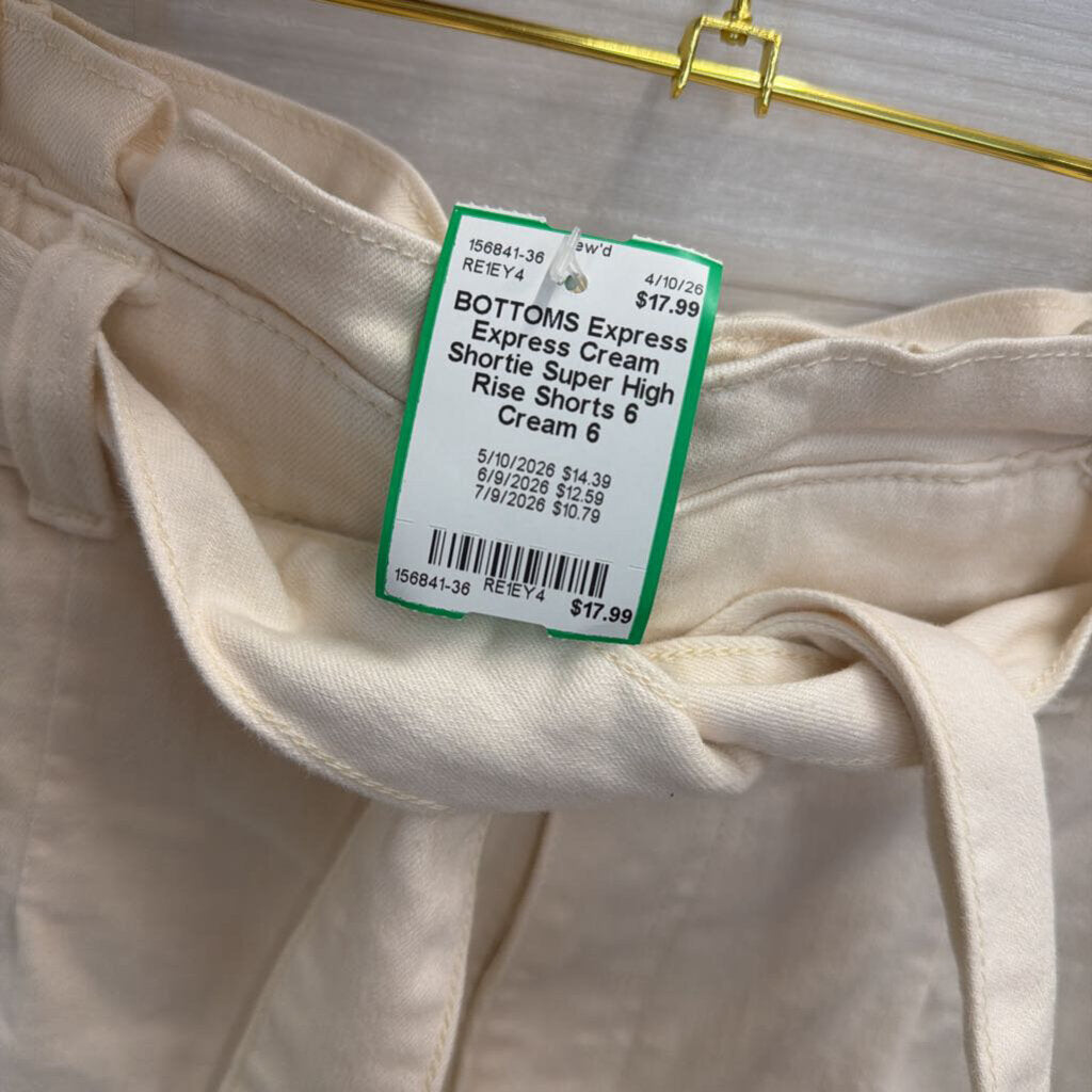 Express Cream Shortie Super High Rise Shorts 6