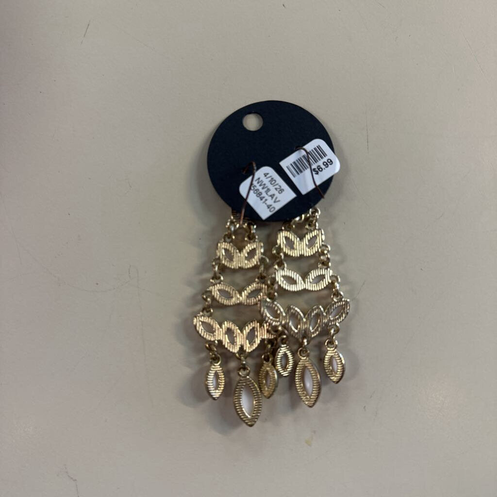 Gold/ White Dangle Statement Earrings