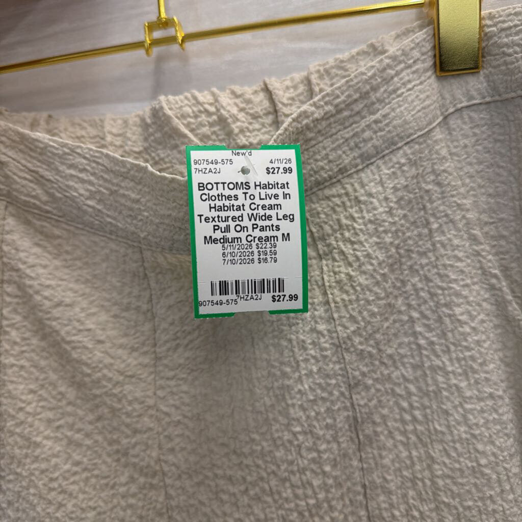 Habitat Cream Textured Wide Leg Pull On Pants Medium