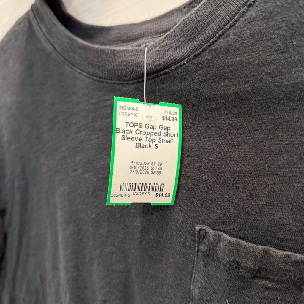 Gap Black Cropped Short Sleeve Top Small