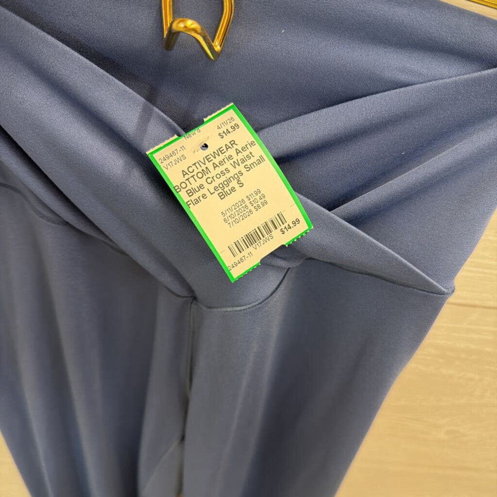 Aerie Blue Cross Waist Flare Leggings Small