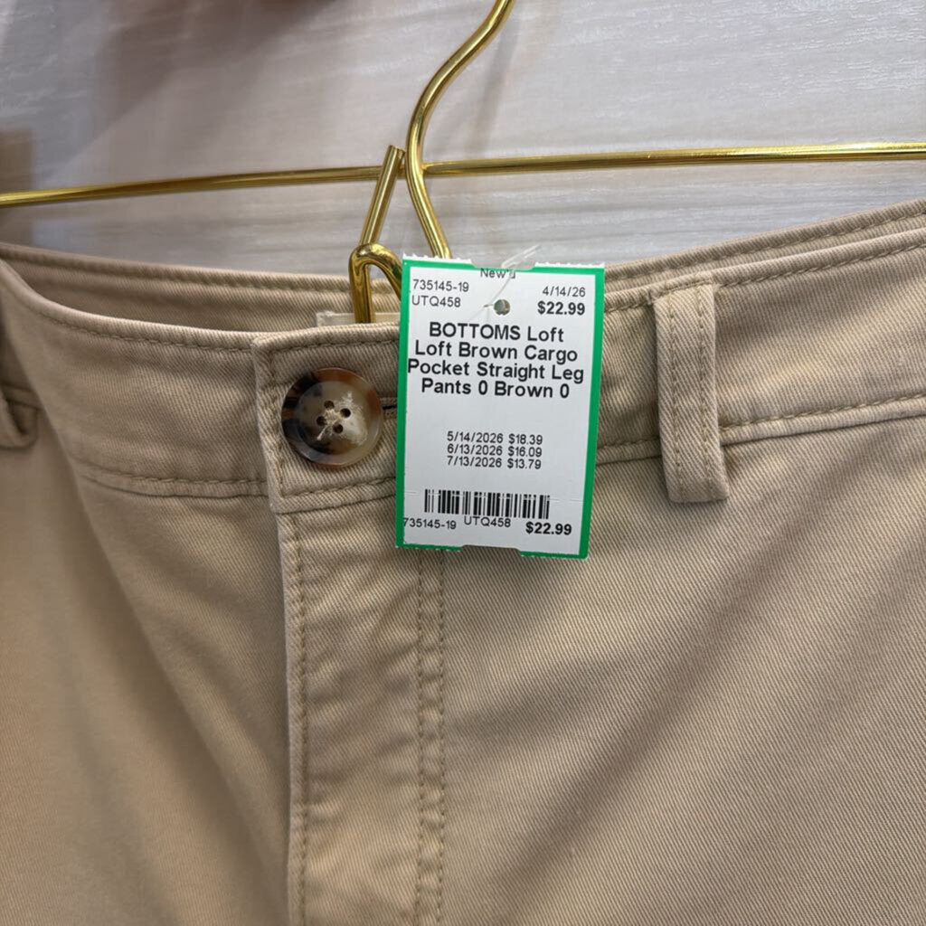Loft Brown Cargo Pocket Straight Leg Pants 0